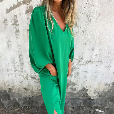 Robe longue bohème avec poches et fente