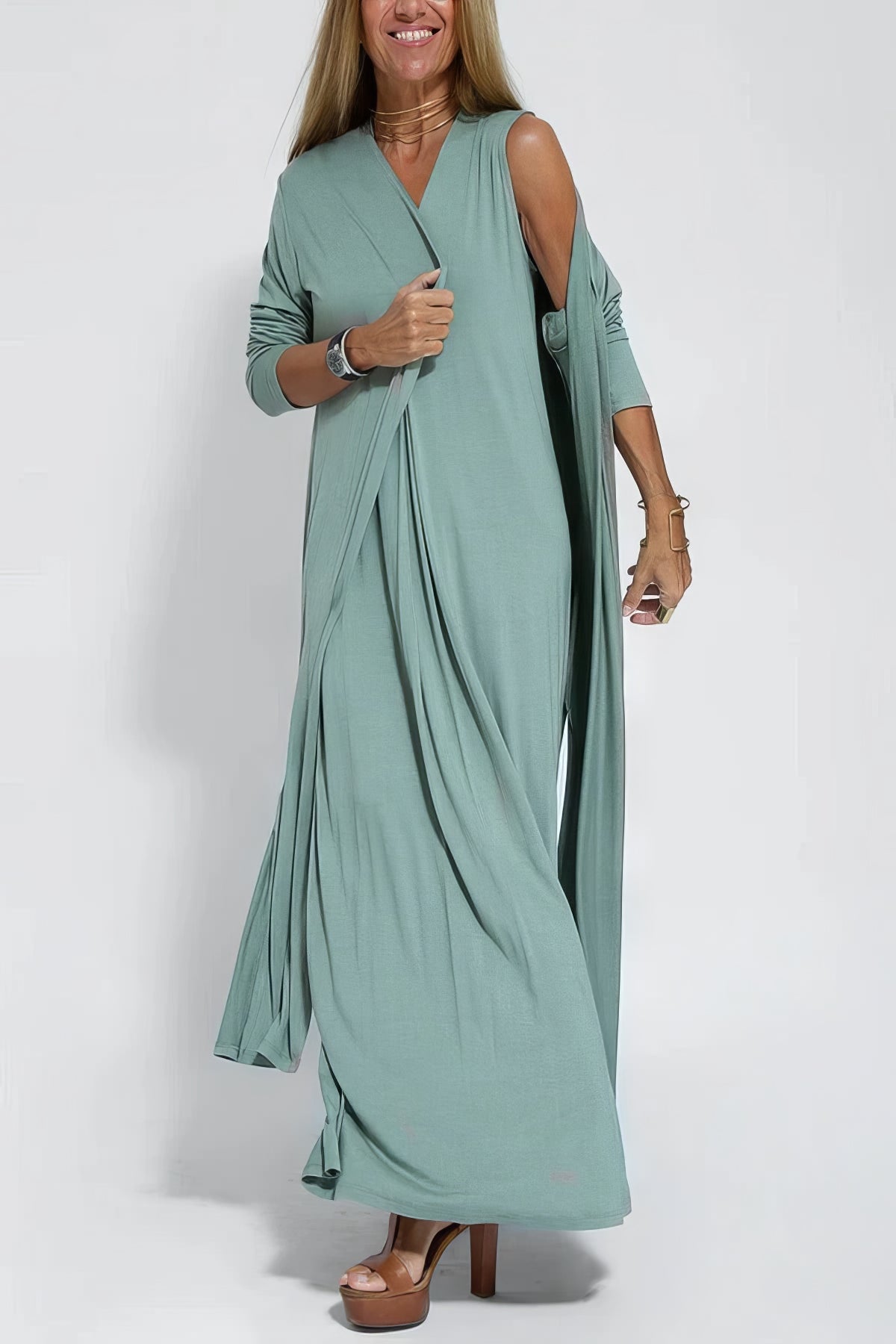 Gabrielle - Robe longue élégante + cardigan assorti OFFERT