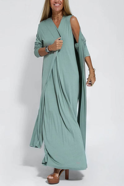 Gabrielle - Robe longue élégante + cardigan assorti OFFERT
