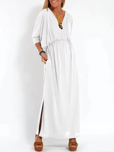 Apolline™ | Robe Longue Vintage à Col en V