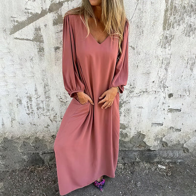 Robe longue bohème avec poches et fente